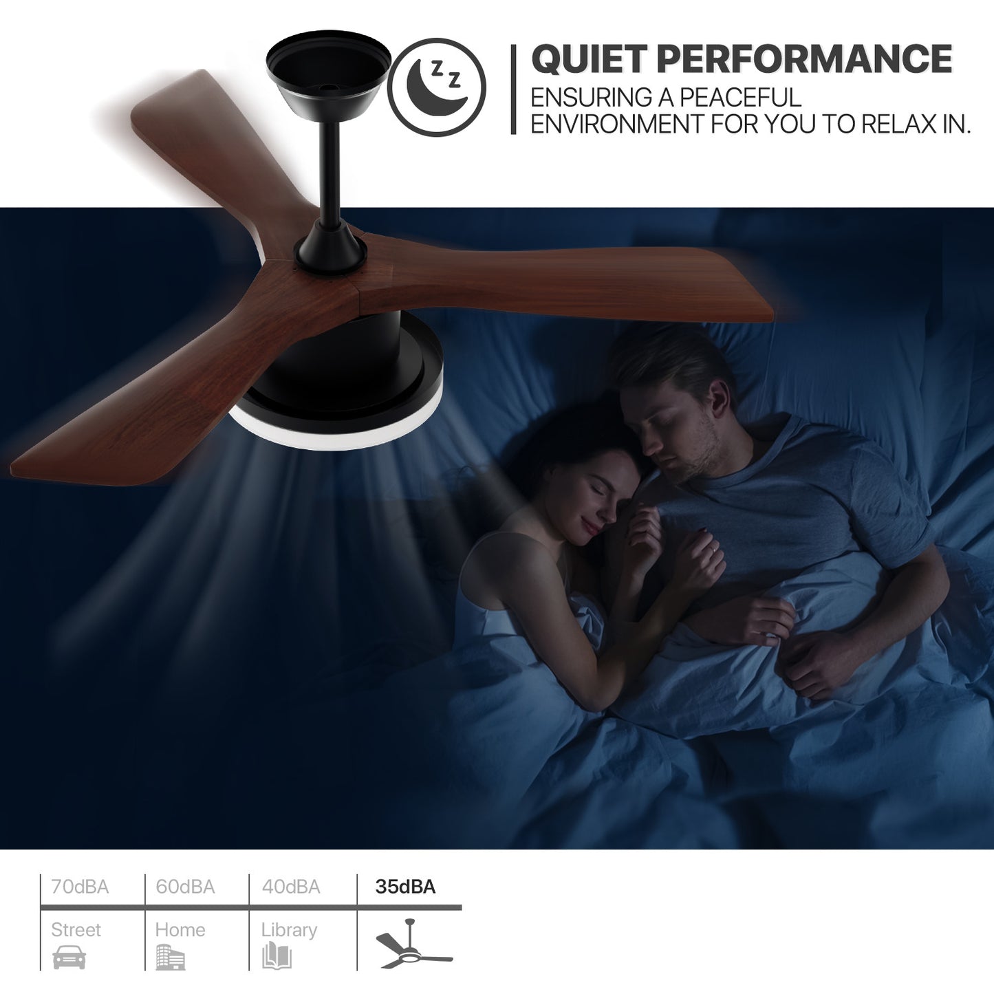 42" Reversible Lighting Ceiling Fan - 3 Blades