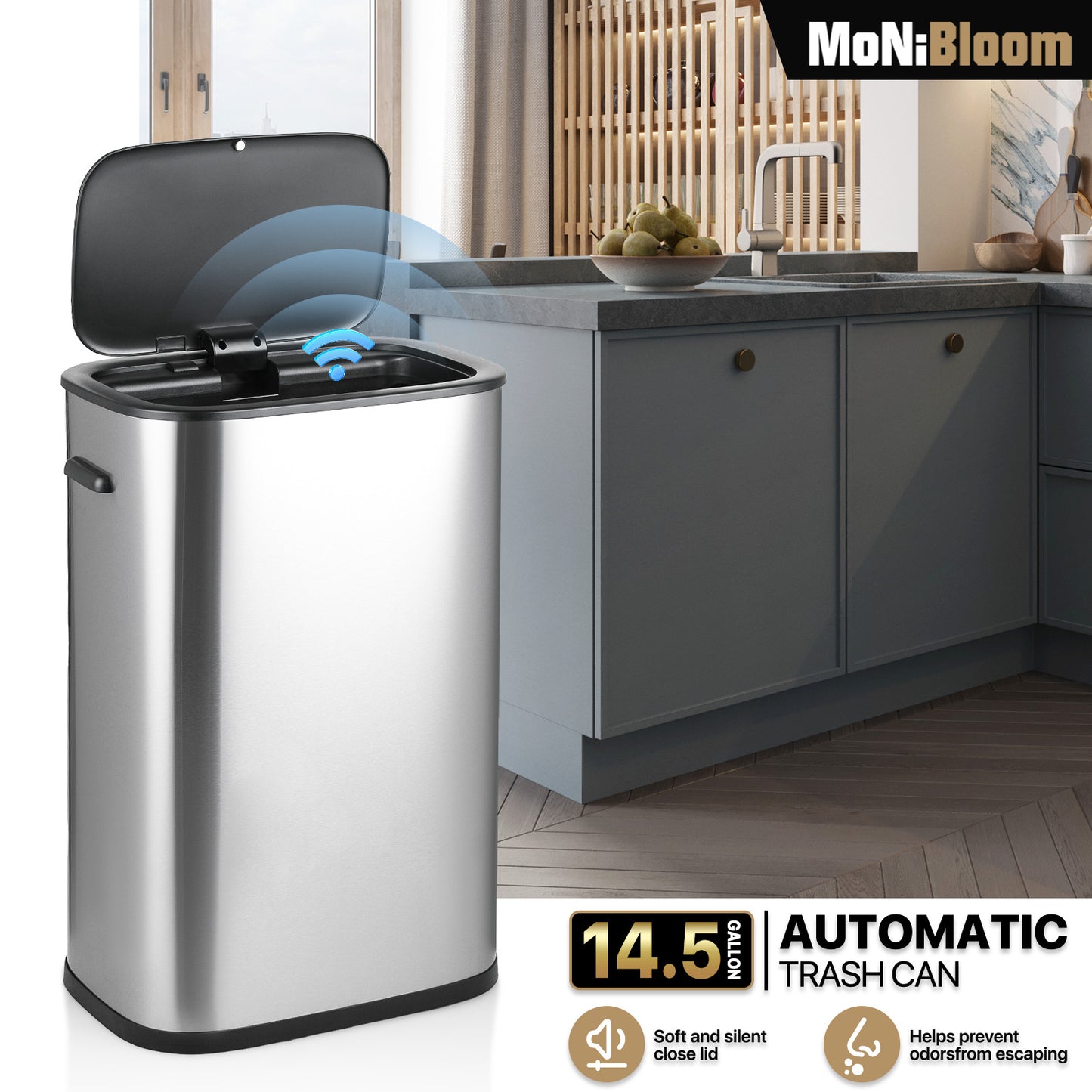 Motion Sensor Trash Can - 55L