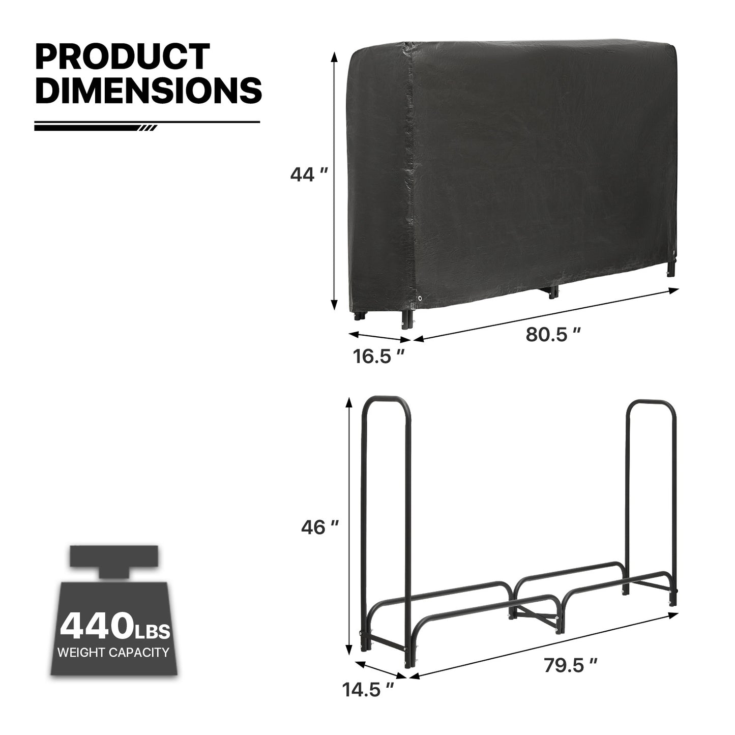 7 Ft Firewood Storage Rack - with Waterproof Cover