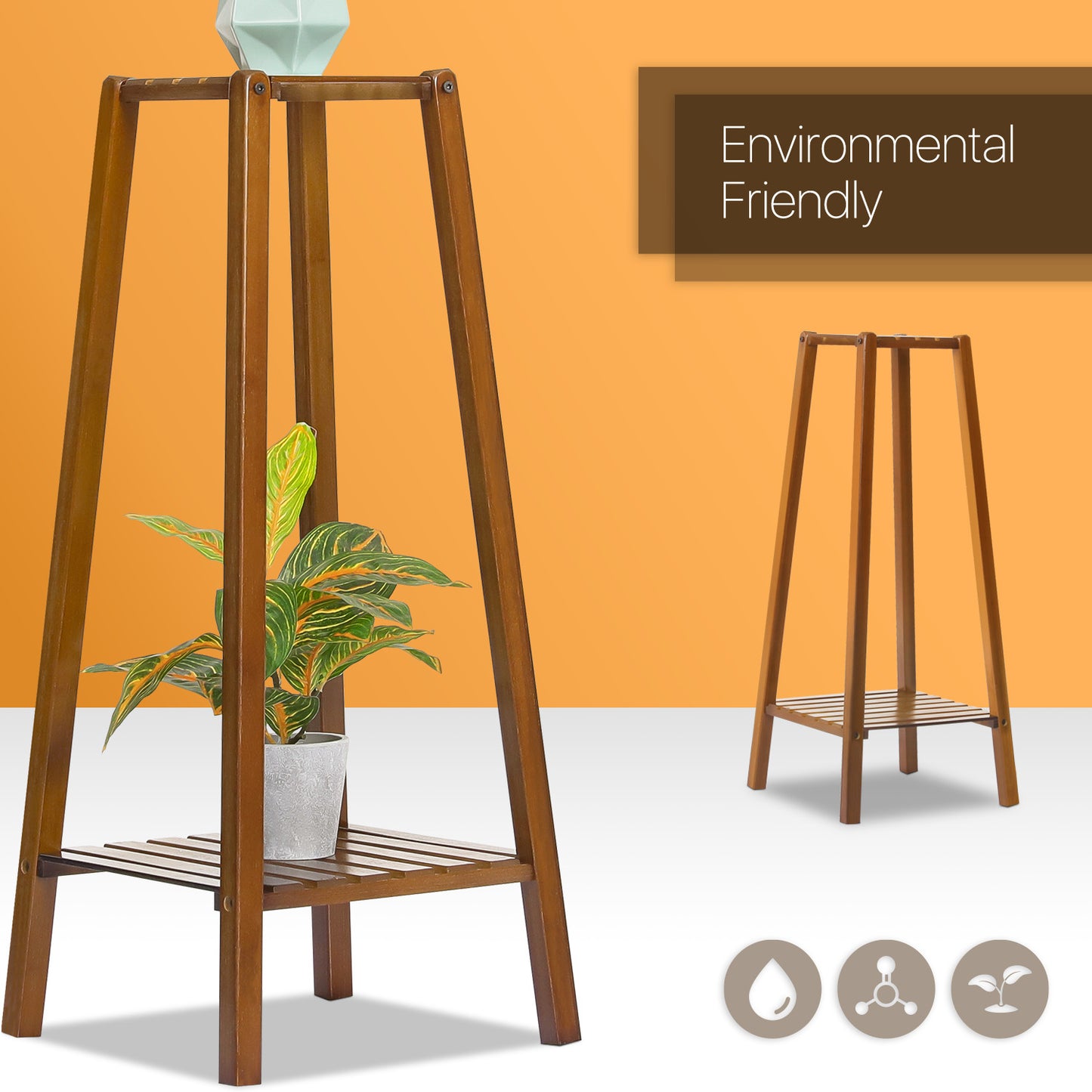 Flower Plant Stand Display Tower - A Shape - Brown