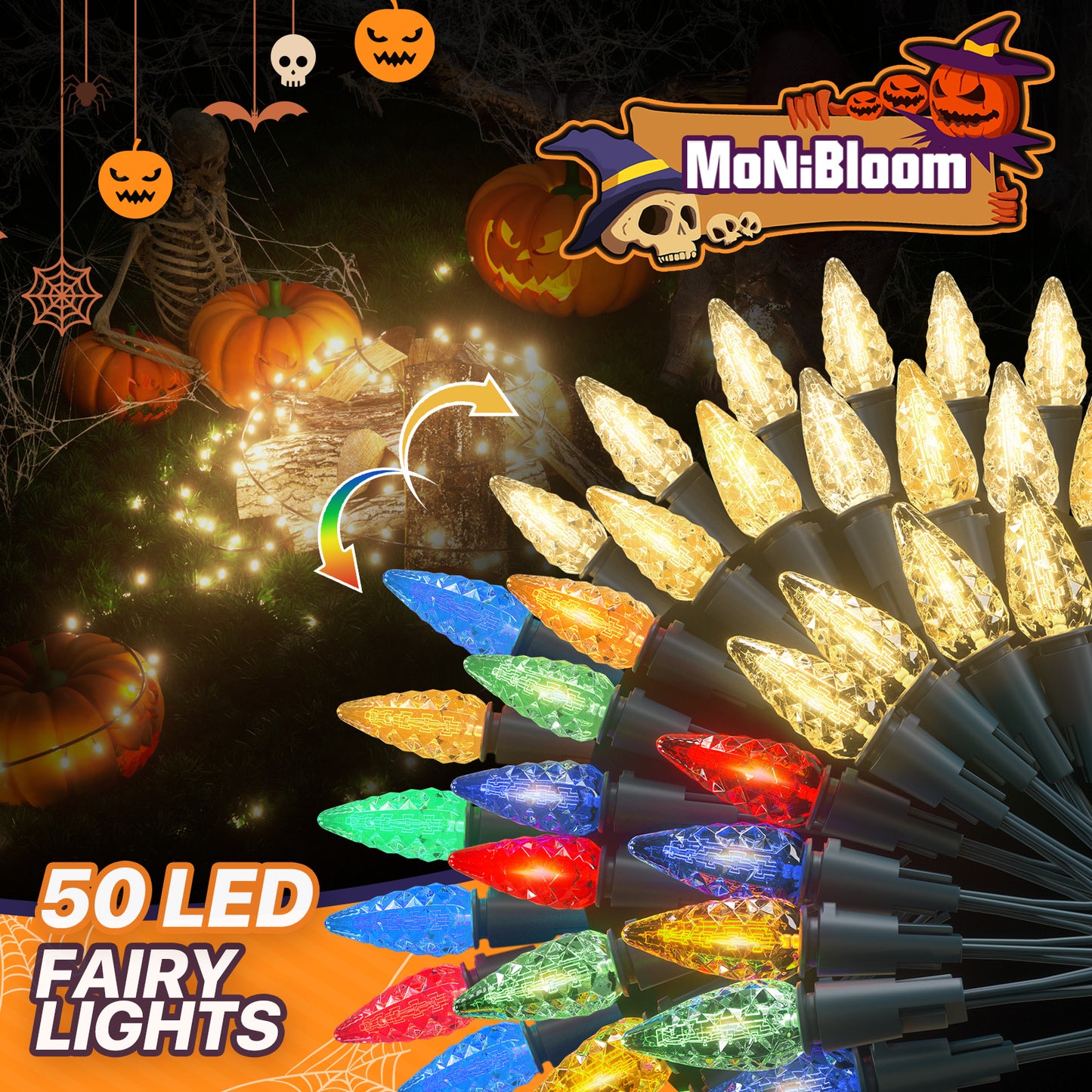 LED String Fairy Light - 50 Bulbs, 17 Ft - 8 Modes, Auto Shutdown