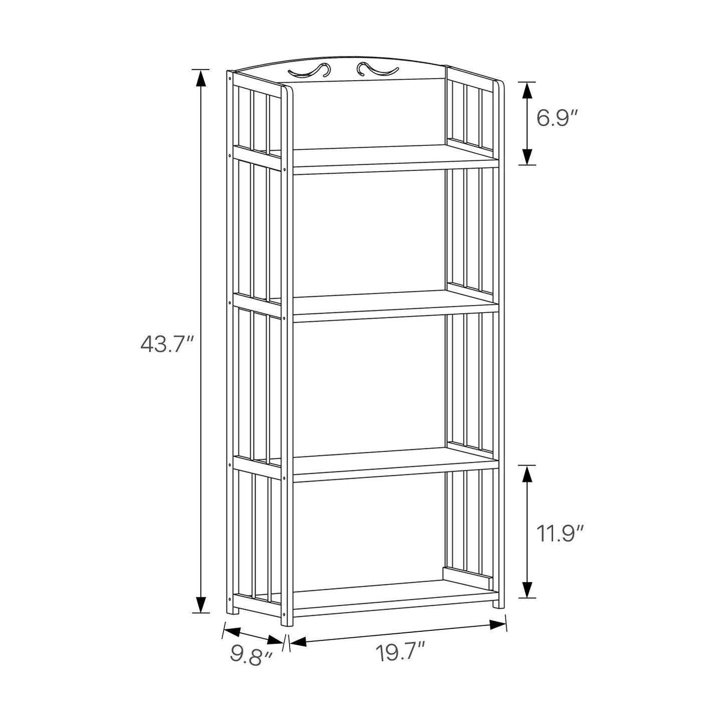 Adjustable Multi-Functional Shelving Organizer - Enclosed Back Panel - 4 Tier - Natural