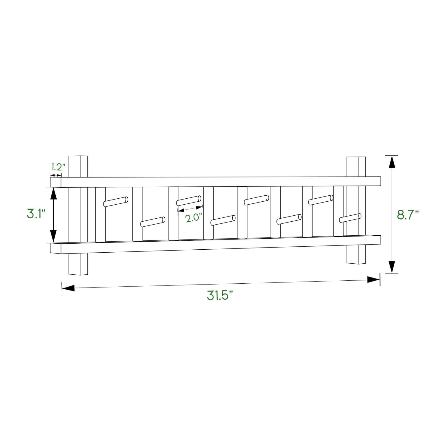 Wall Mounted Coat Hook - # Frame - White