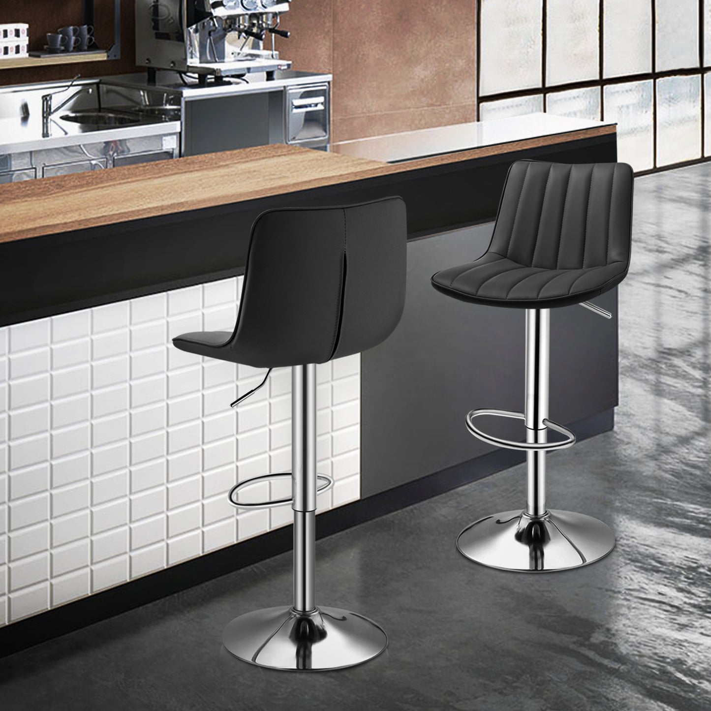 Strip Pattern Bar Stool 2 Pcs