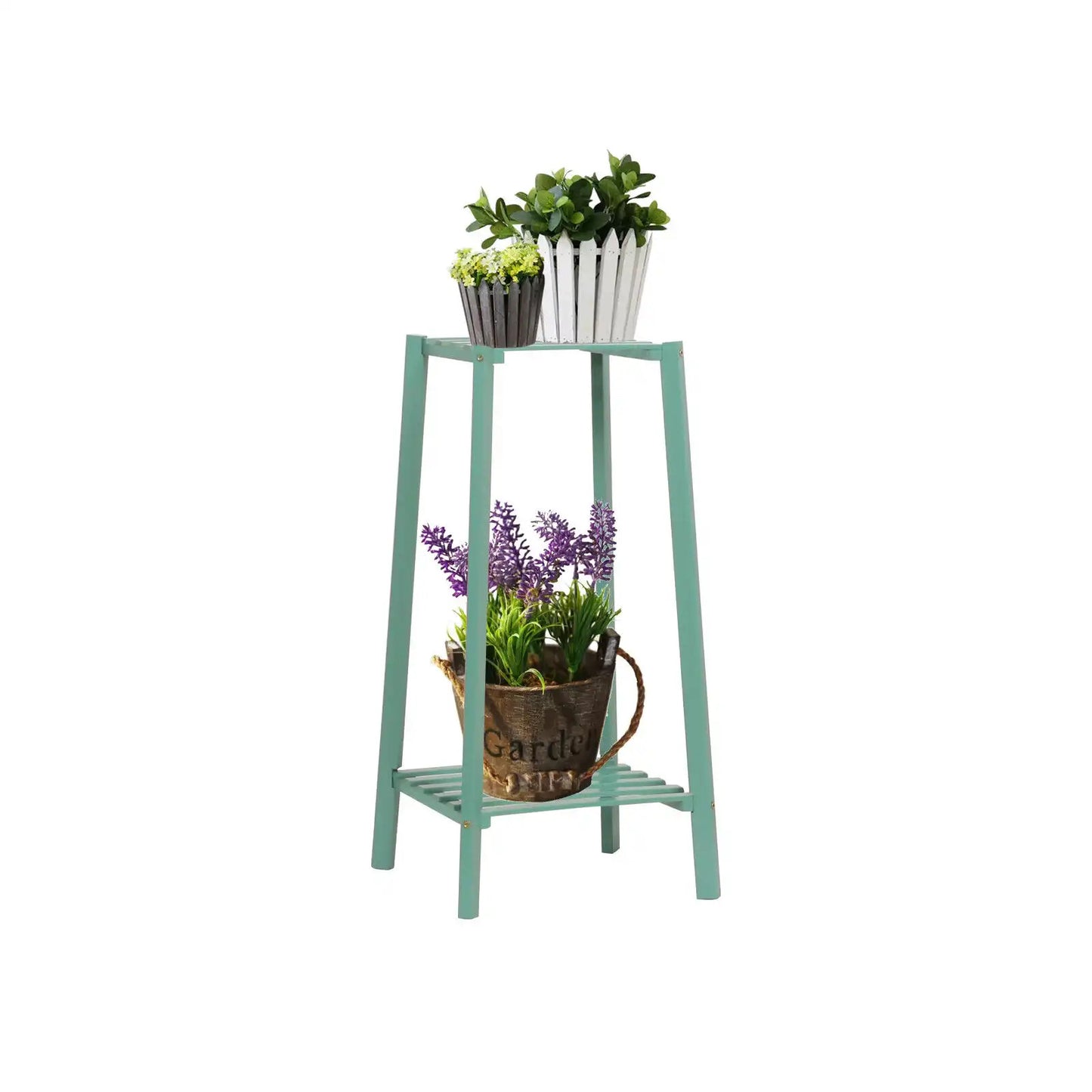 13" Green Bamboo Plant Stand