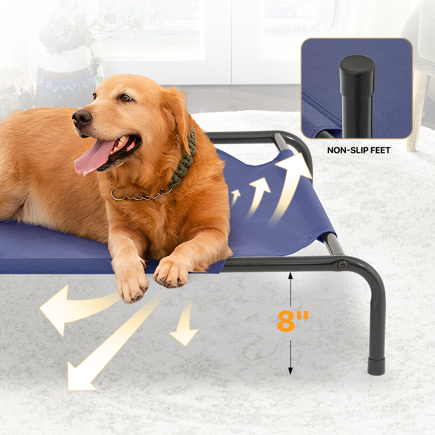 Elevated Dog Bed - Non-Slip Cooling Pet Bed - 49.5'' Length