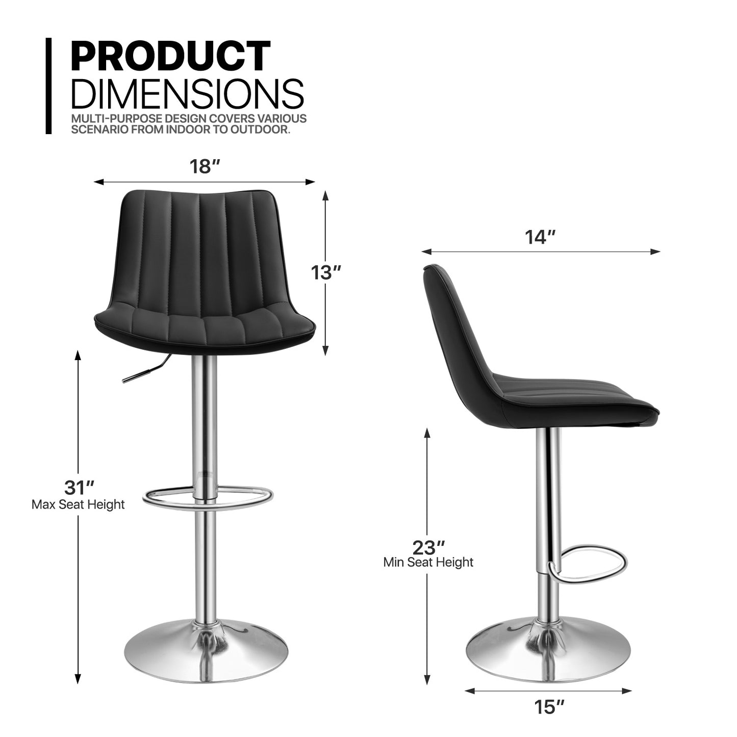 Strip Pattern Bar Stool 2 Pcs
