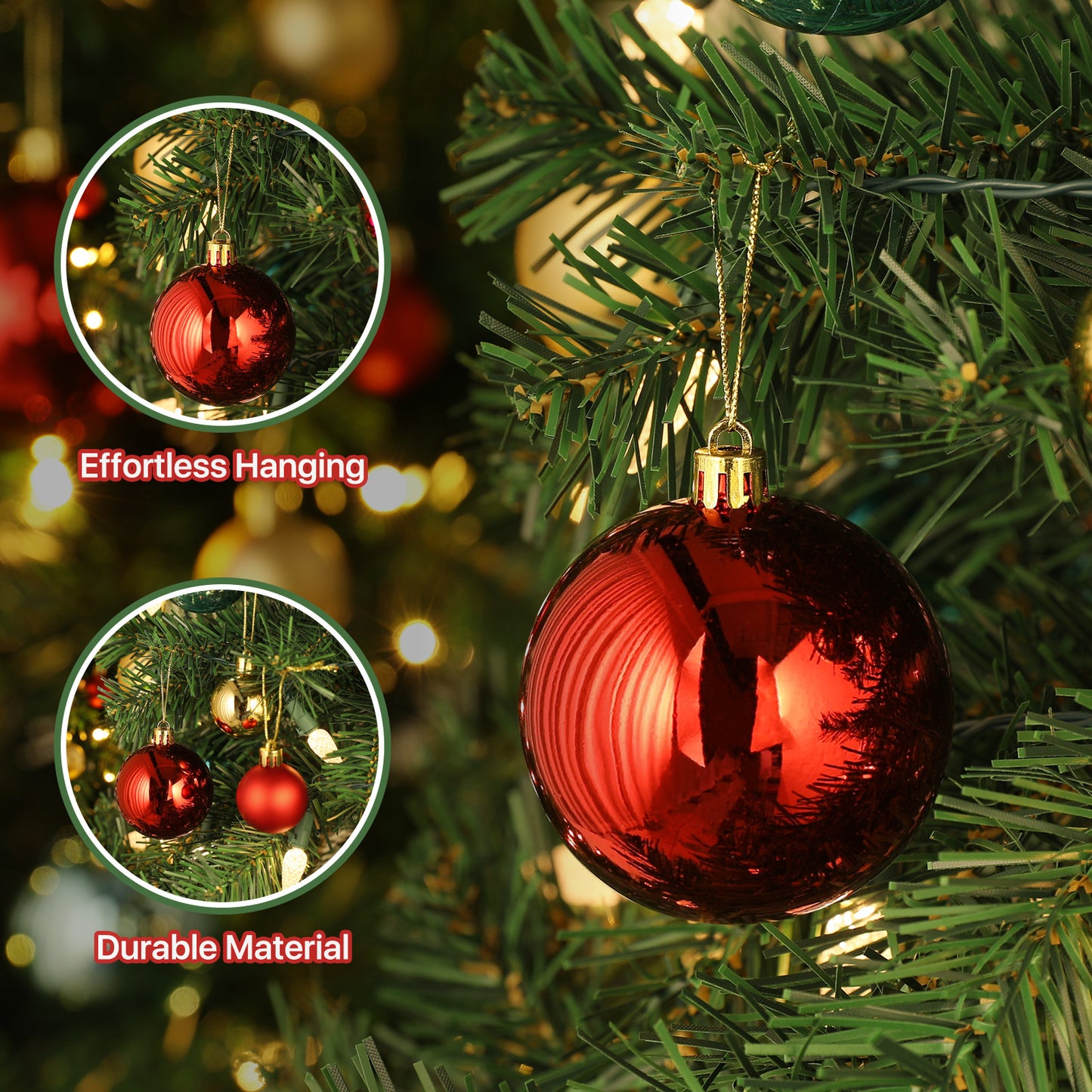 Ball Ornament - 3'' Diameter - 24PCS - 6*Shiny 6*Matte 6*Transparency 6*Pearly White