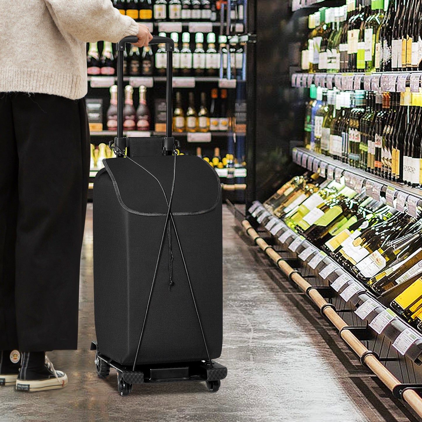 Folding Trolley w/Detachable Bag & Belt - Detachable Front Wheel