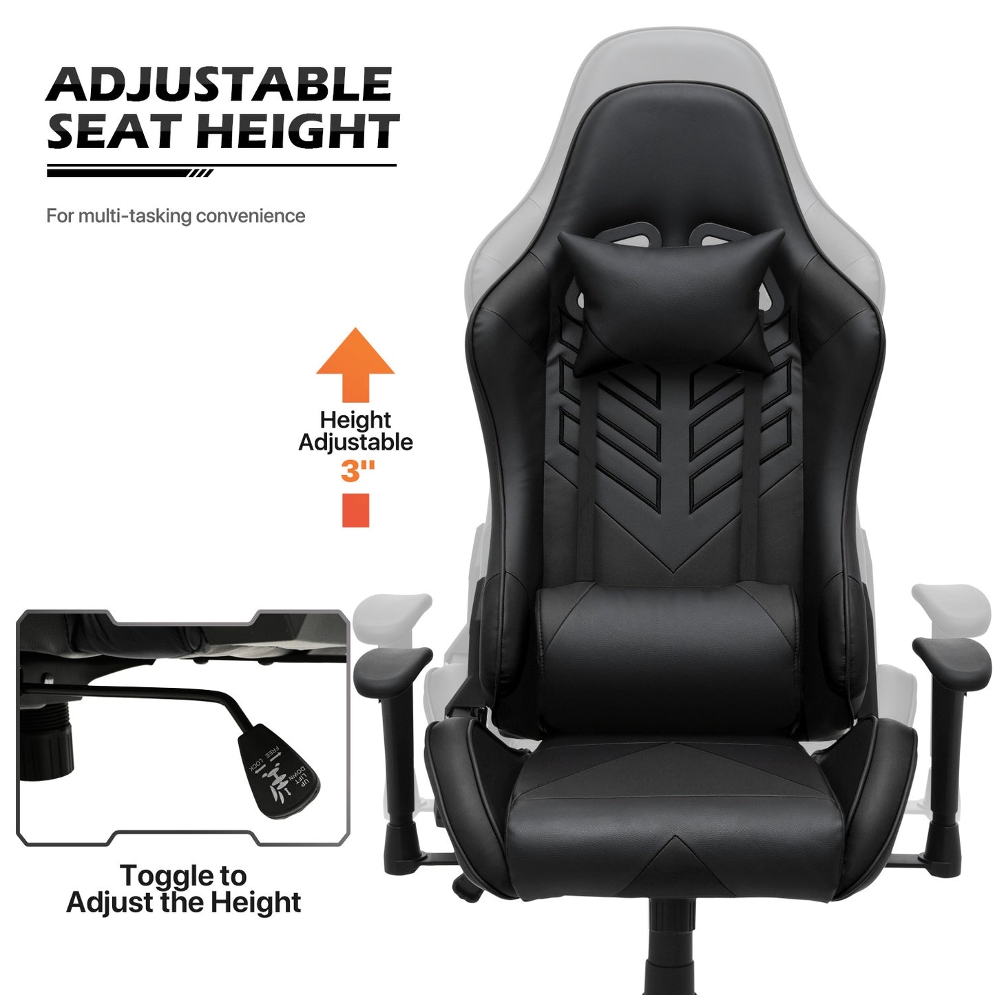 Gaming Chair w/Lumbar Support & Headrest #004