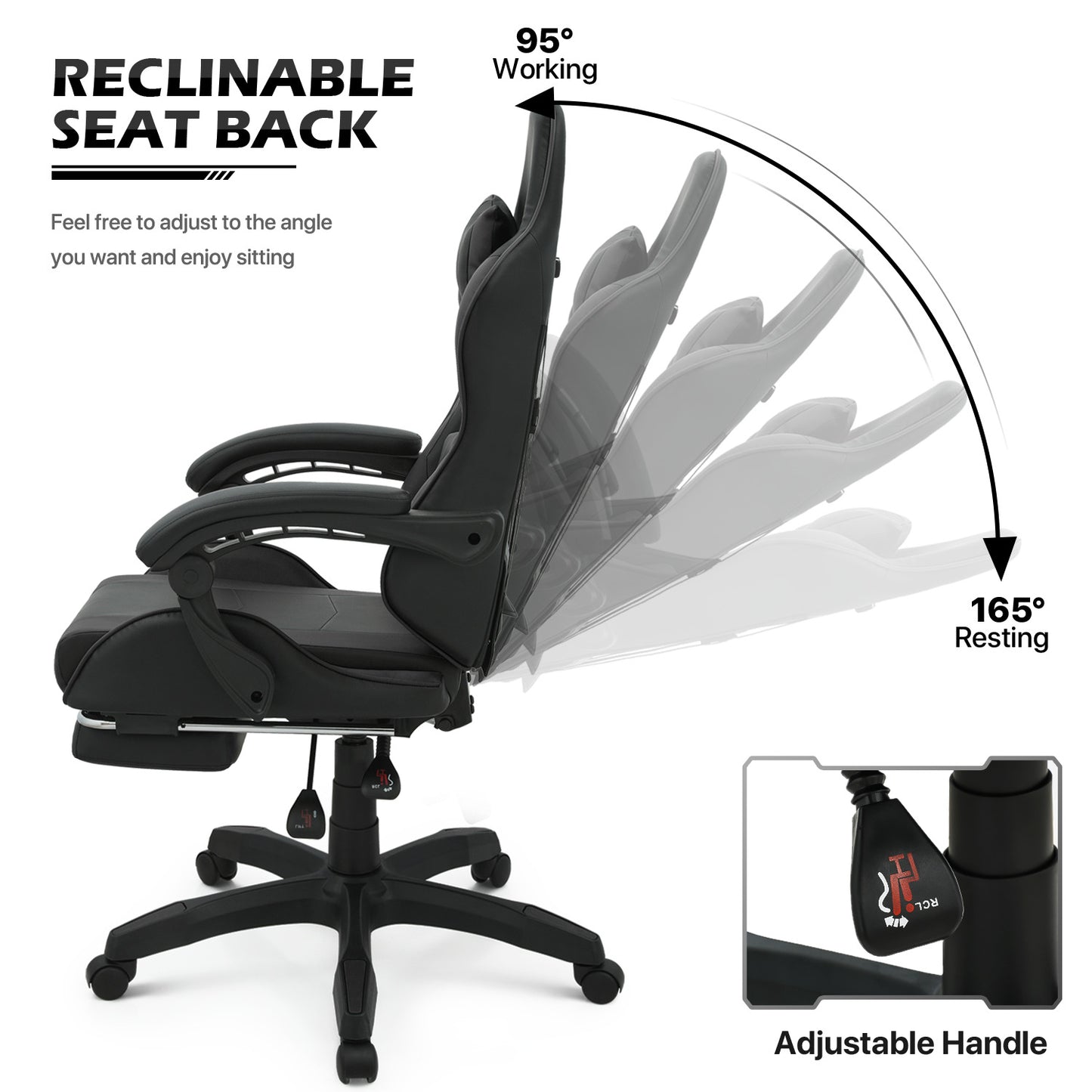 Reclinable Gaming Chair w/Footrest #001