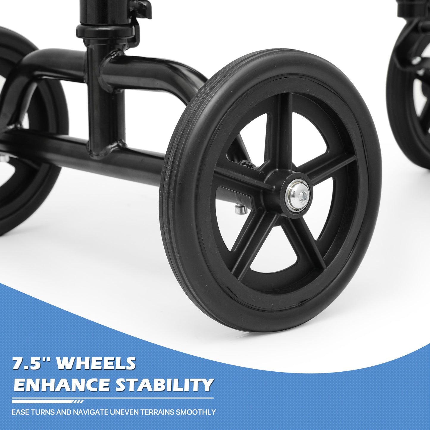 Knee Walker - Black Steel Frame Nylon Seat - 7.5'' Tires