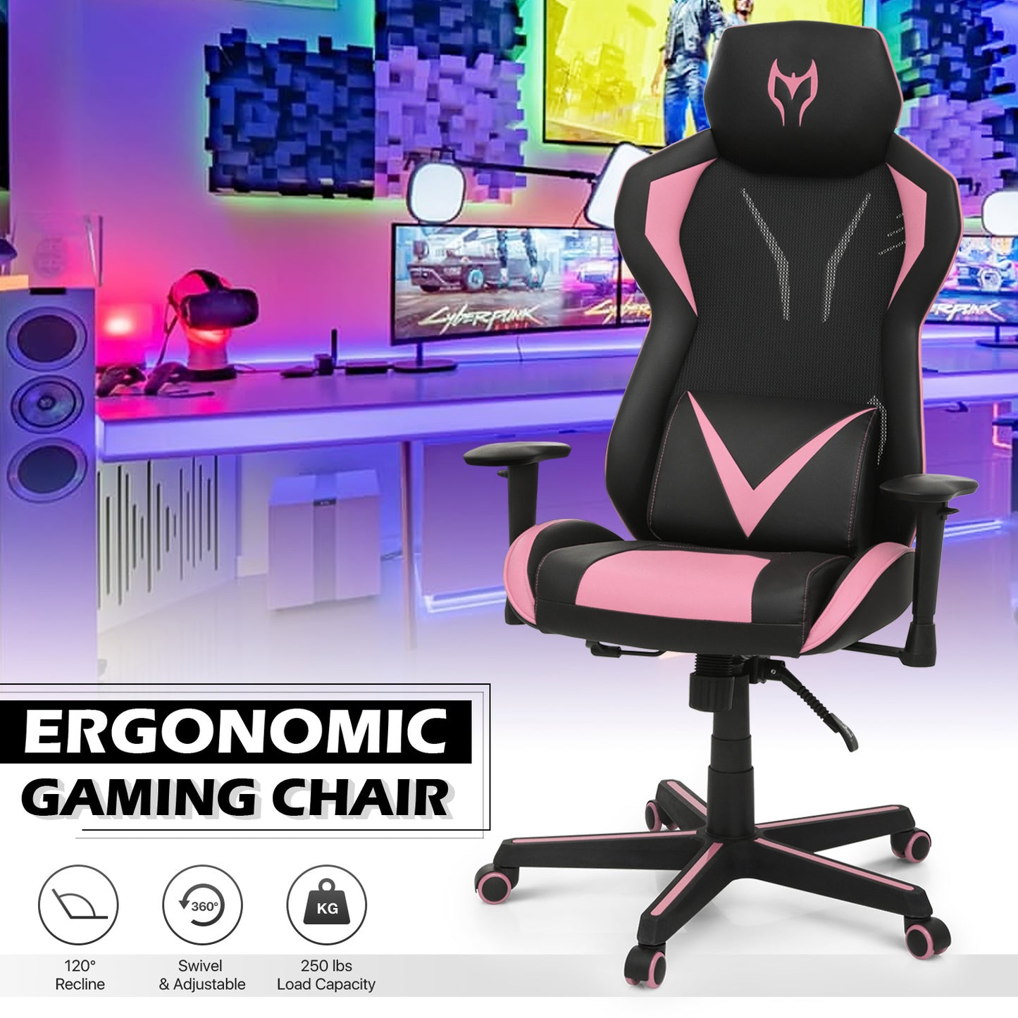 Gaming Chair w/Lumbar Support & Headrest #007