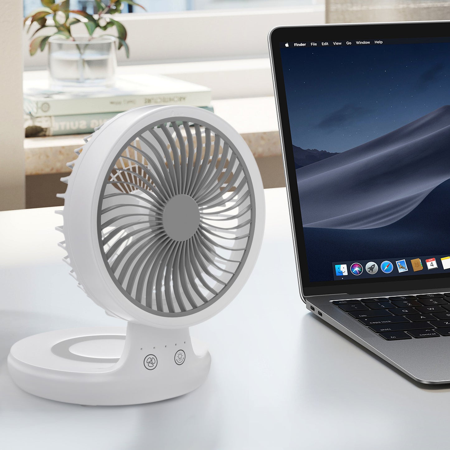 8" USB Foldable Oscillation Fan - 4 Speed & LED Light