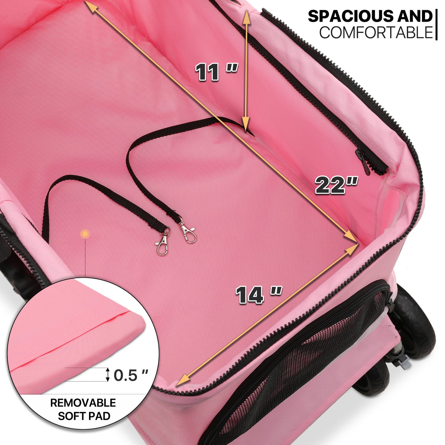 4 Wheels Pet Stroller - 28*19*38 inch - Detachable Basket