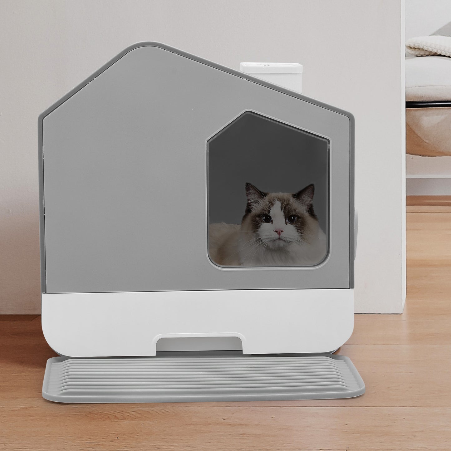 Doorless Anti-Splashing Enclosed Cat Litter Box - with Litter Scoop