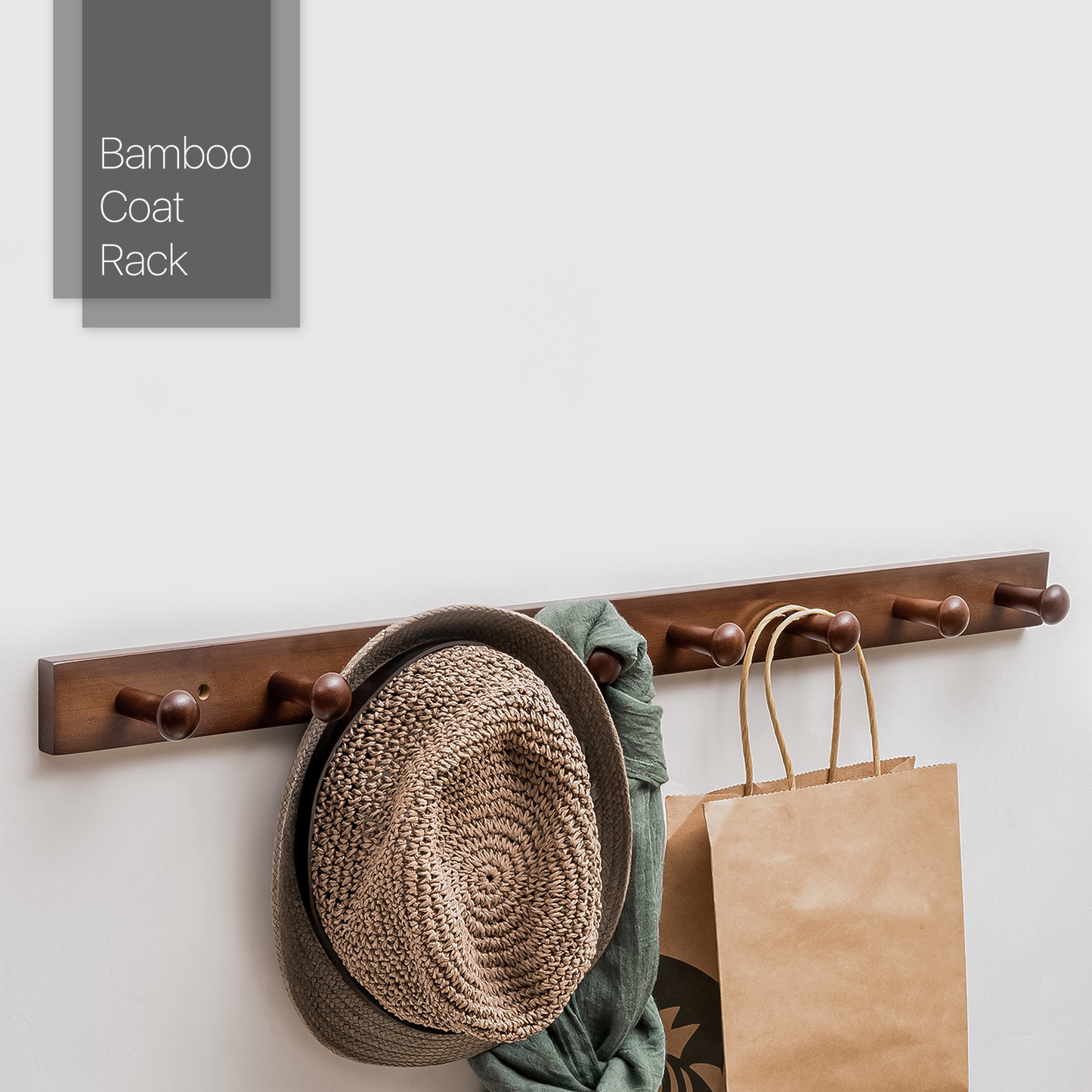 Wall Mounted Coat Hook - Brown