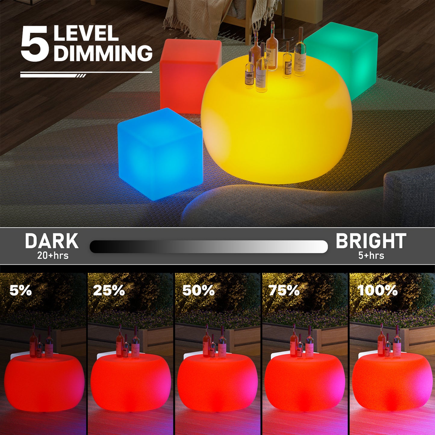 LED Bar Table - Oblate Ball Shape - 16 Colors Changing - with Remote Control