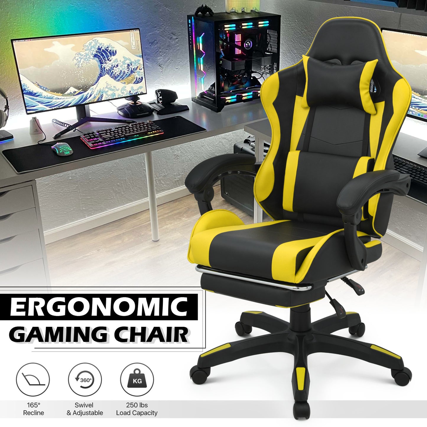 Reclinable Gaming Chair w/Footrest #001