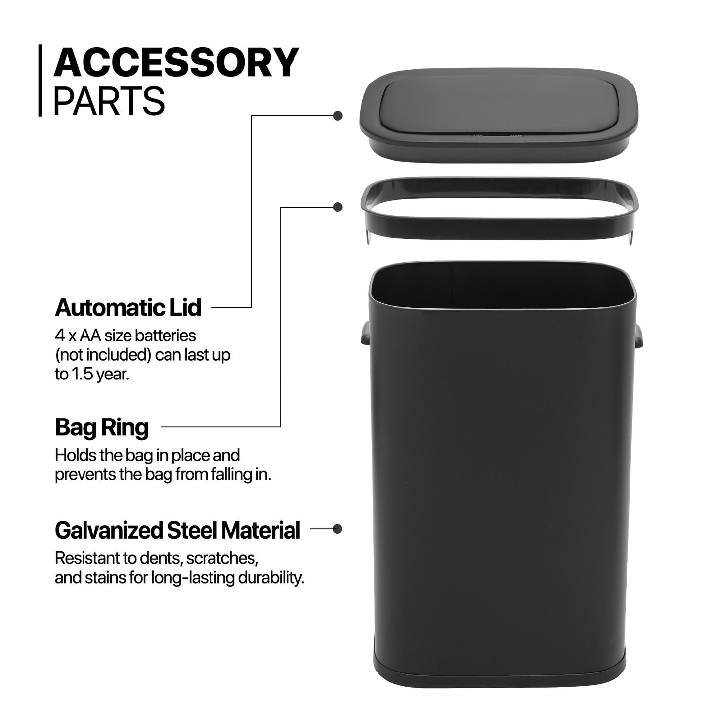 Motion Sensor Trash Can - 55L