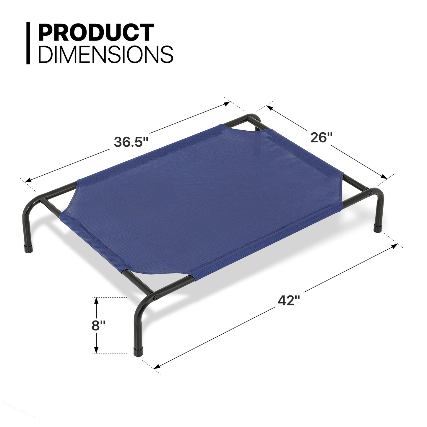 Elevated Dog Bed - Non-Slip Cooling Pet Bed - 42'' Length
