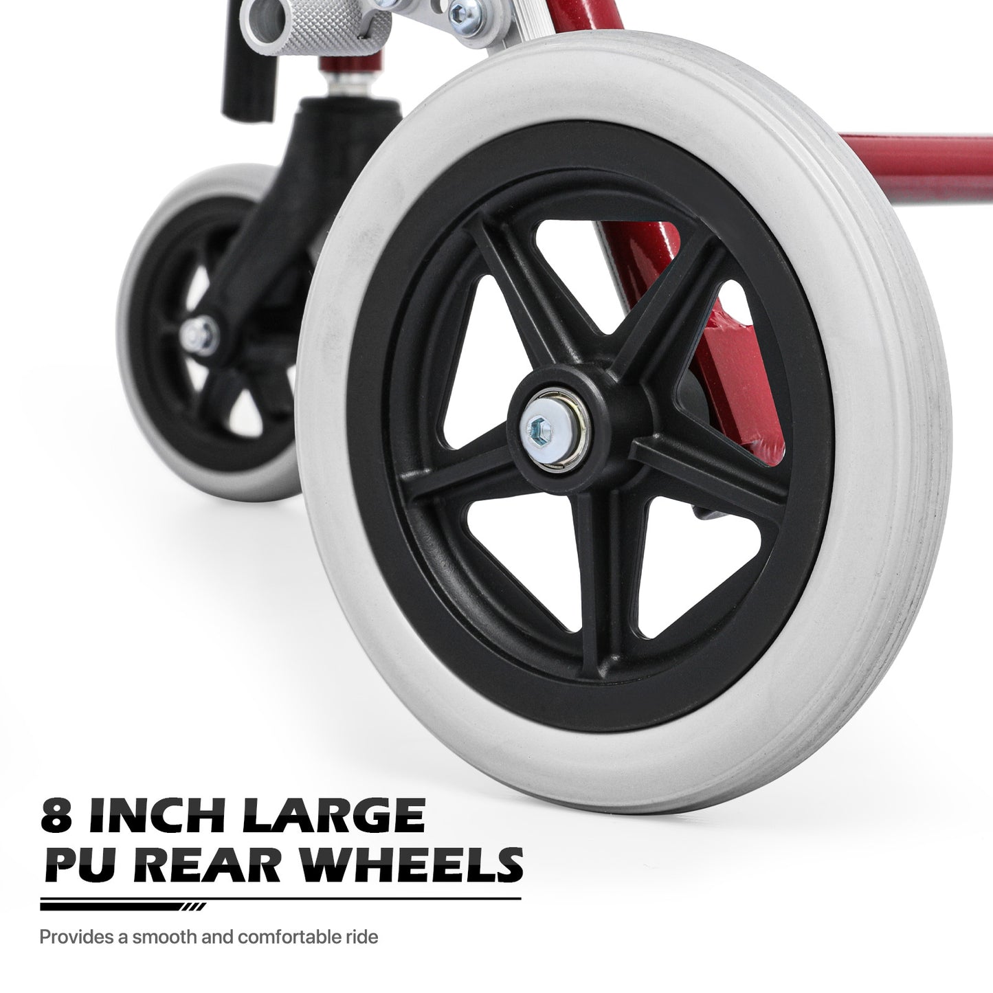 Transport Wheelchair - Red - Can Be Carry-on Plane