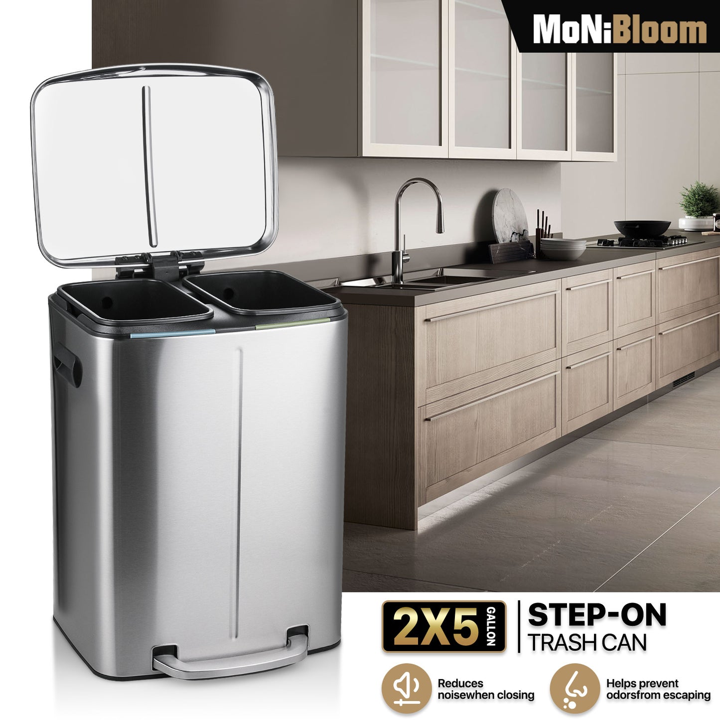 Step-On Trash Bin - 20L + 20L