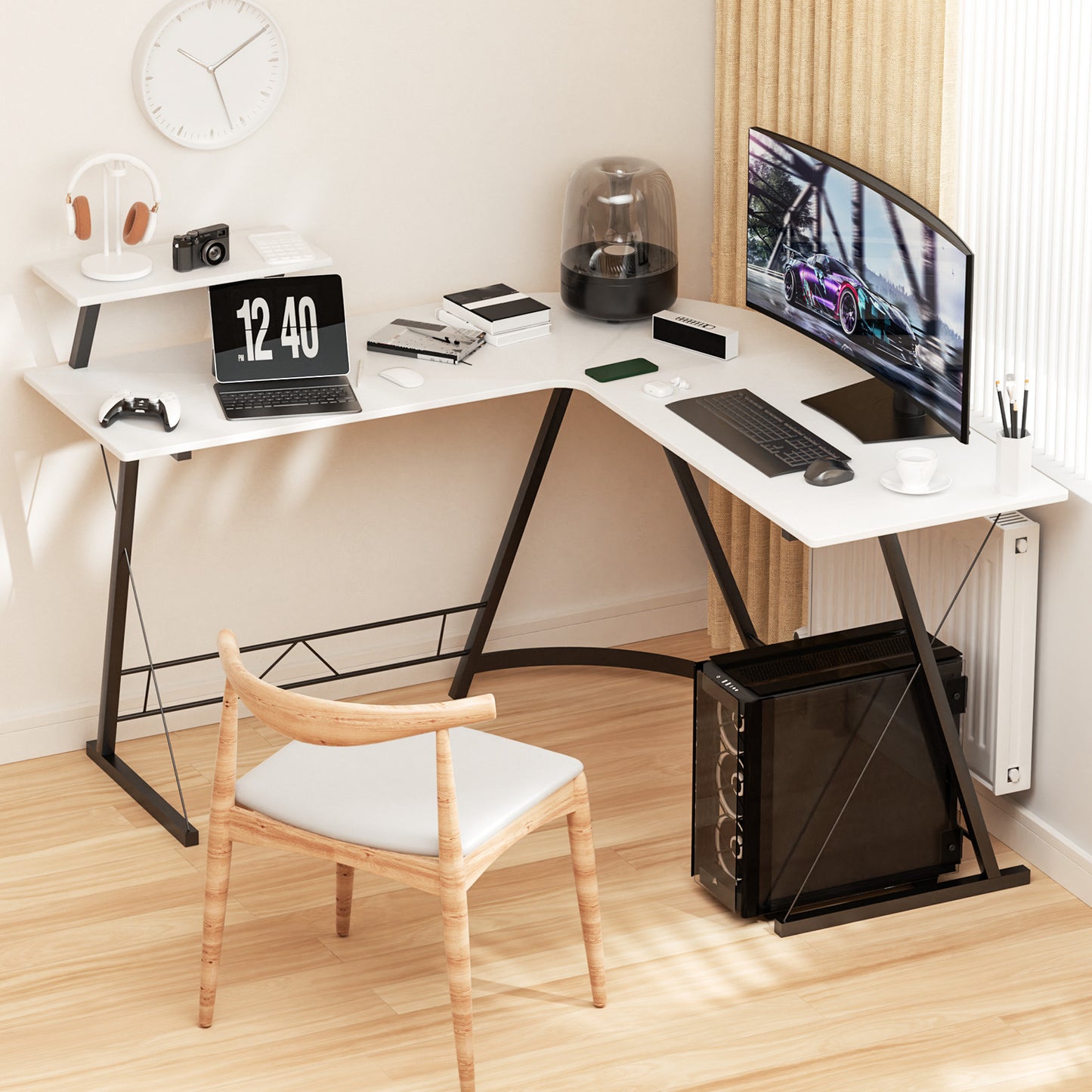 L-shape Corner Computer Desk - 51"x51"x29" - with Shelf