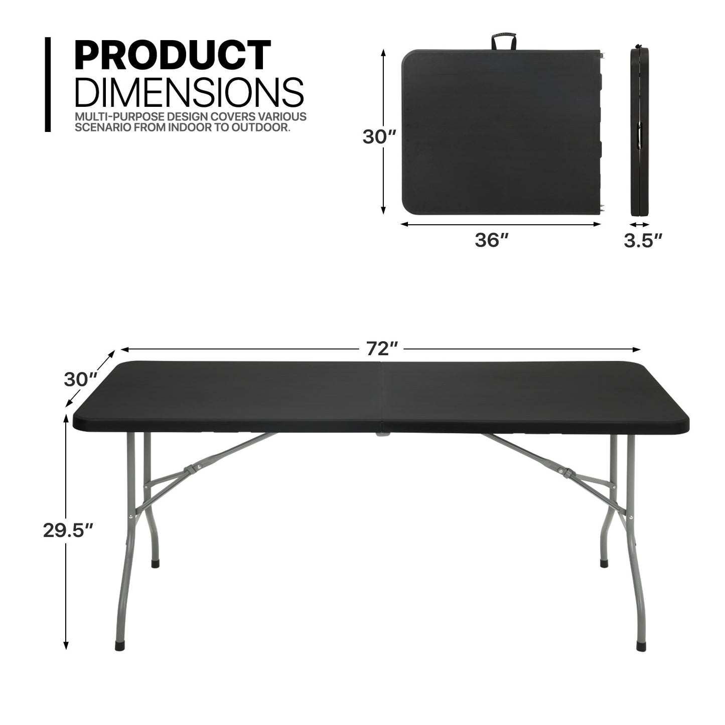 Rectangular 72" Foldable Table