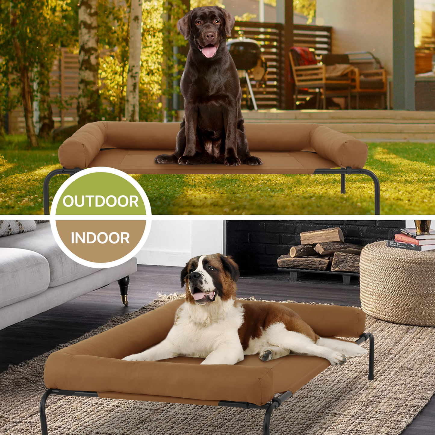 Elevated Dog Bed - w/ Removable Bolster - 55'' Length