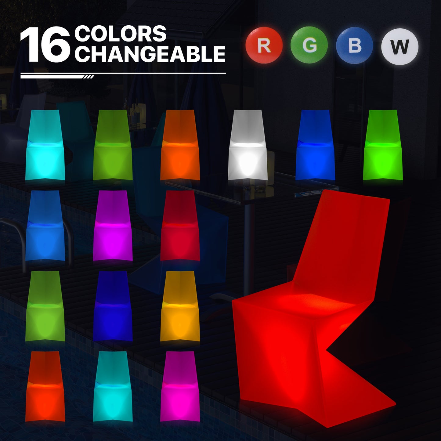 LED - Stool - Diamond Shape - 16 Colors Remote Control