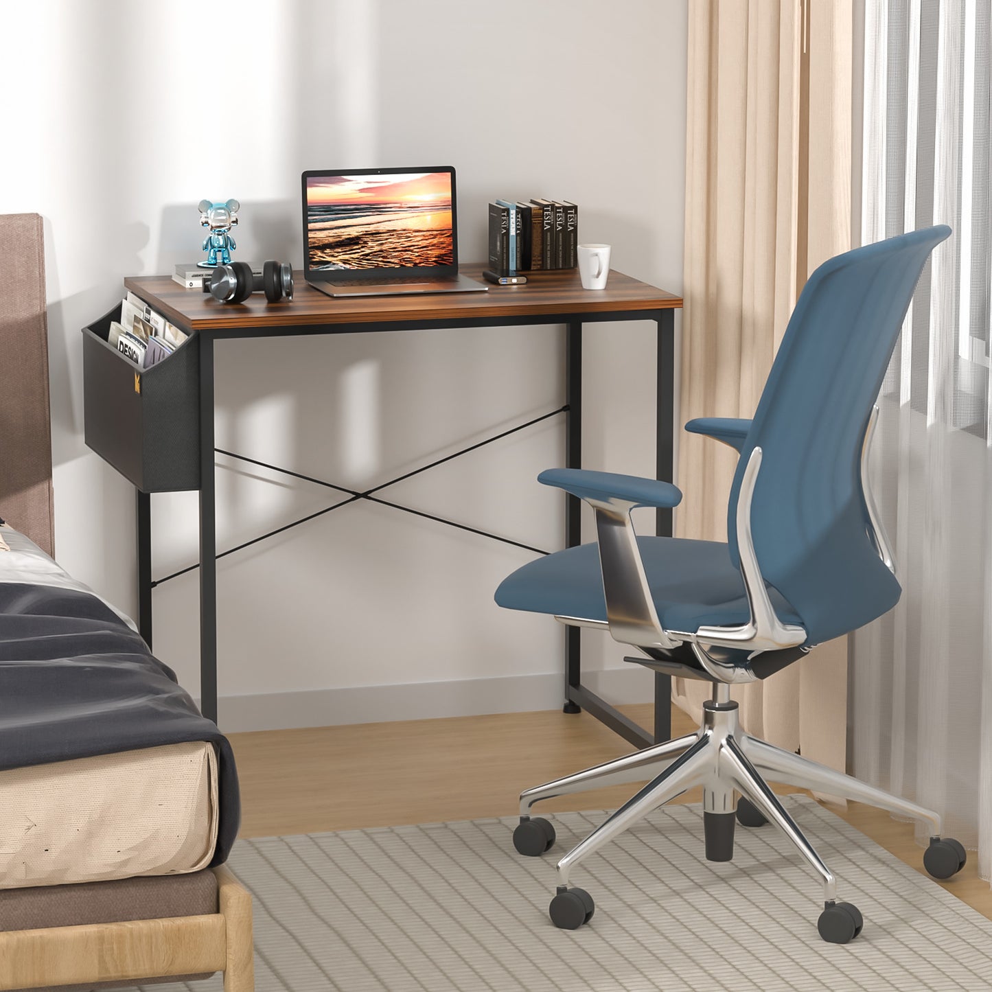 Walnut Wood Computer Desk (Various sizes) - with Storage Bag