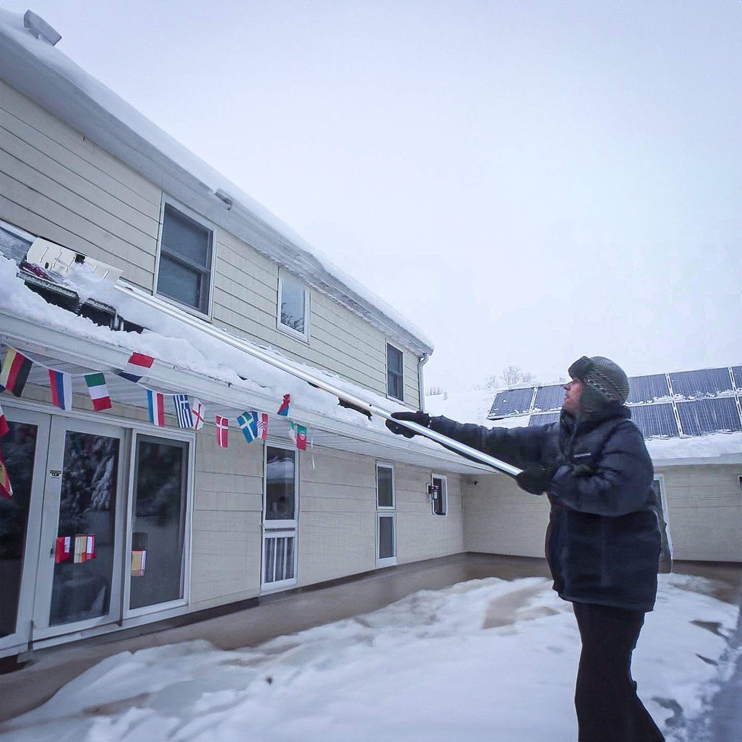 Roof Snow Rake - 4.8 to 20 FT Height - Silver