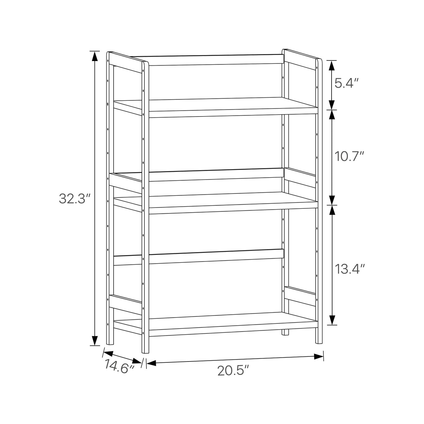 Adjustable Stand Alone Multi-Functional Shelf - 3 Tier - Natural