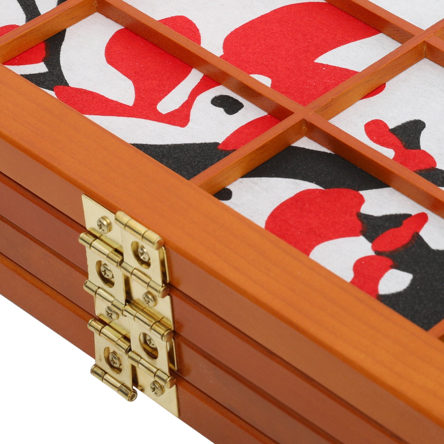 4-Panel Flower Painting Room Divider - Walnut