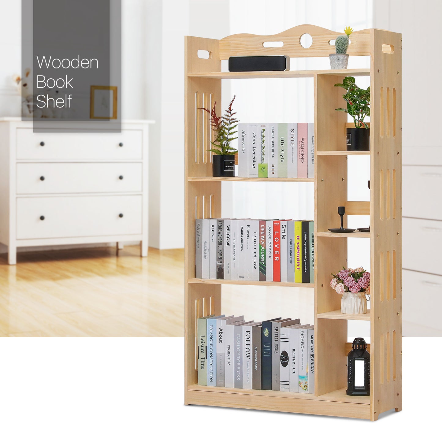 Wooden Display Storage Organizer - 5 Tier - 33" - Natural