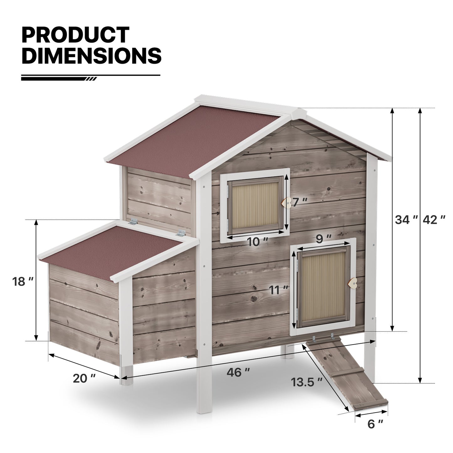 Wooden Chicken Coop with Removable Tray+Ventilation Door+Nesting Box