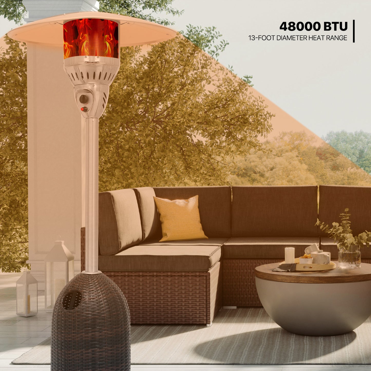 41,000 BTU Propane Patio Heater - 84 Inch Height - w/Wheels