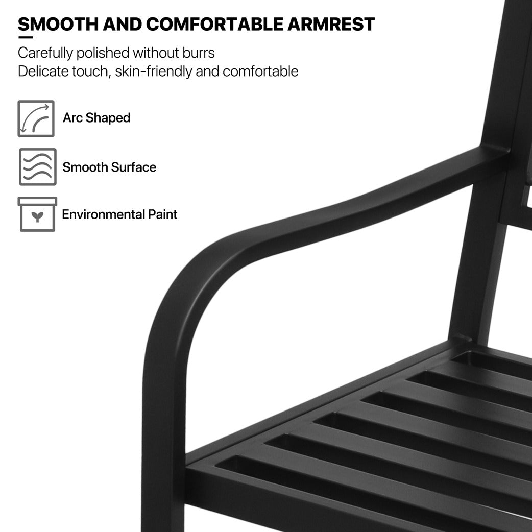 59" Iron Patio Garden Bench - with Adjustable Table - Vertical Bar Pattern