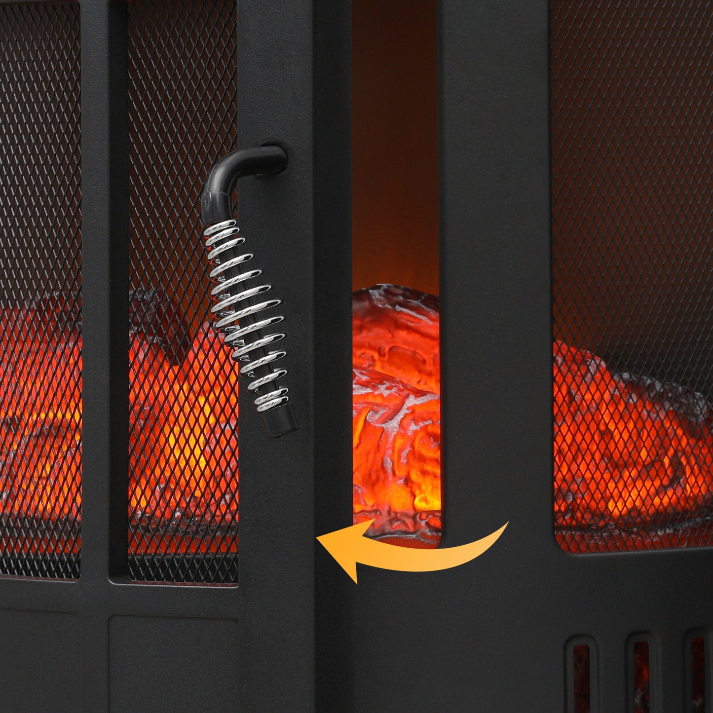 Freestanding Electric Fireplace - 1400W Space Heater - Adjustable Flame Brightness