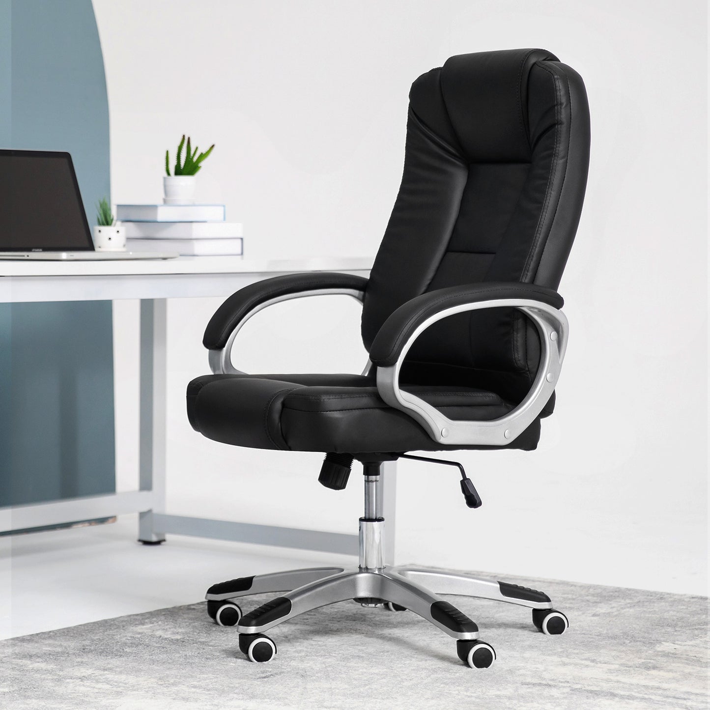 Faux Leather Executive Chair - 29" x 47" Studded Mat Set