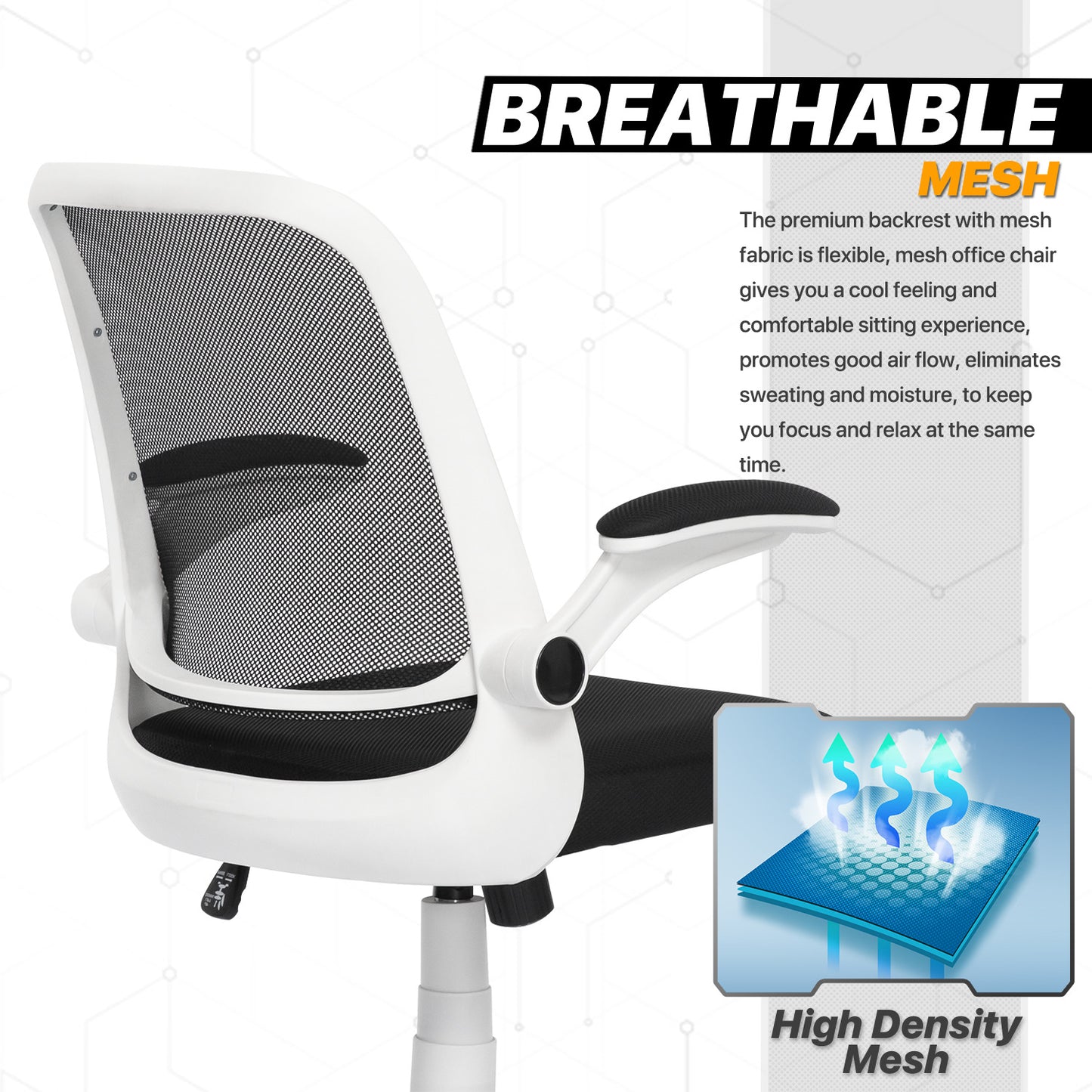 Adjustable Armrest Task Chair - Black - 29" x 47" Studded Mat Set