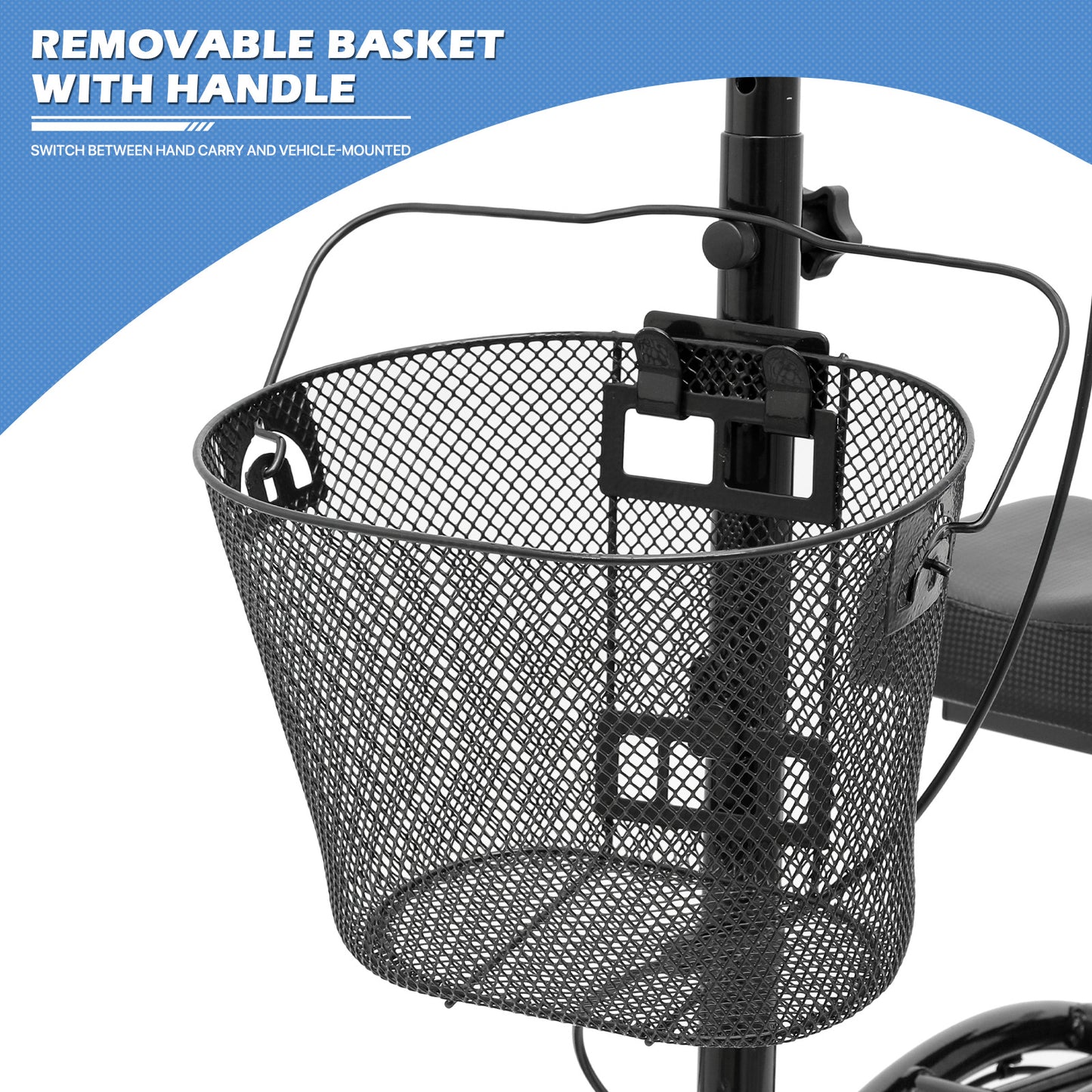 Knee Walker - Black Steel Frame Nylon Seat - 7.5'' Tires