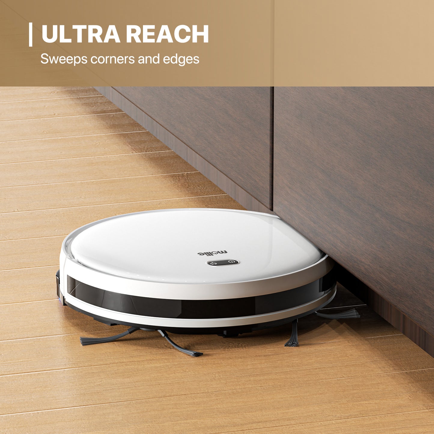 Robot Vacuum - 500ml Dustbin - 150ml Water Tank - w/Dry Mop+Remote Control - White