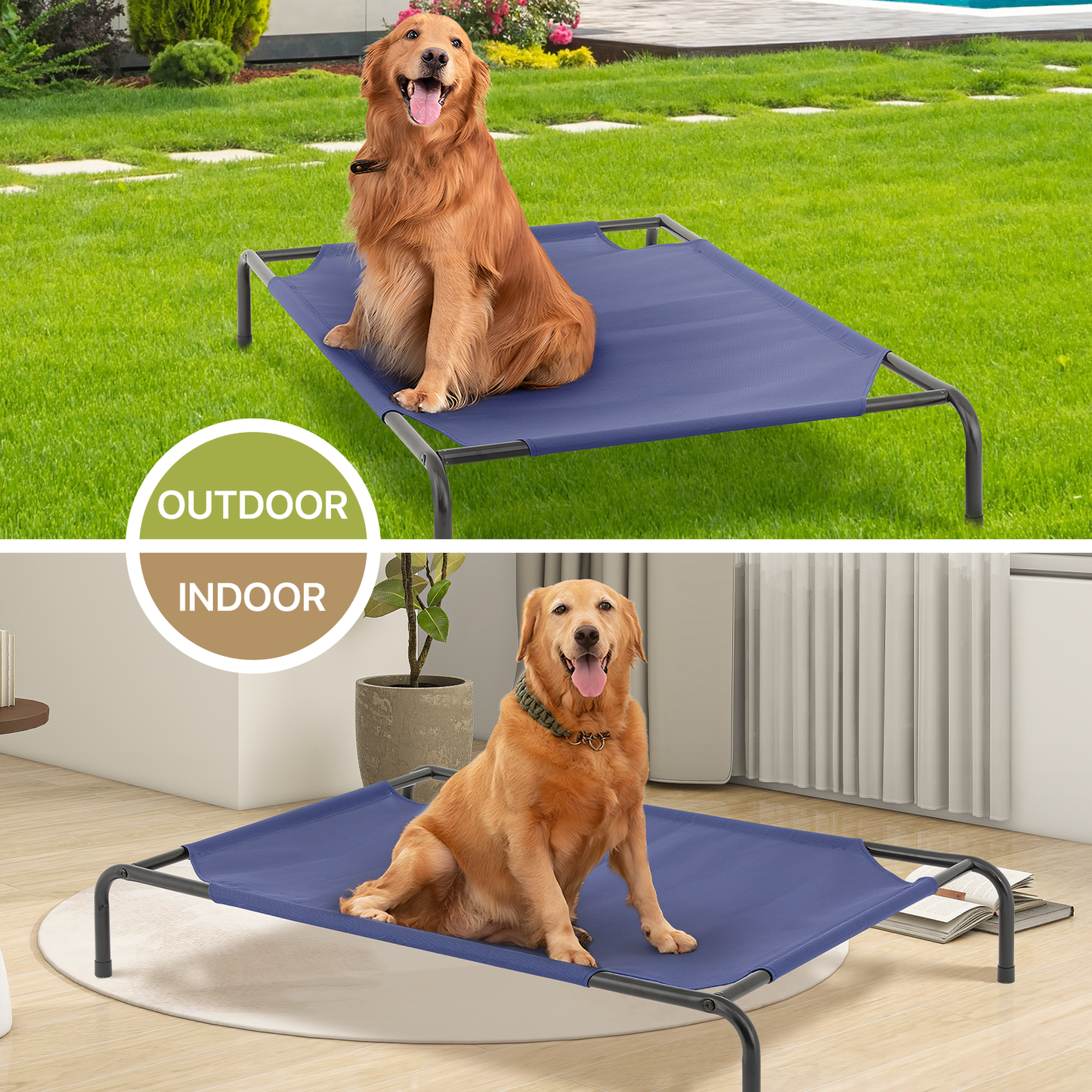 Elevated Dog Bed - Non-Slip Cooling Pet Bed - 49.5'' Length