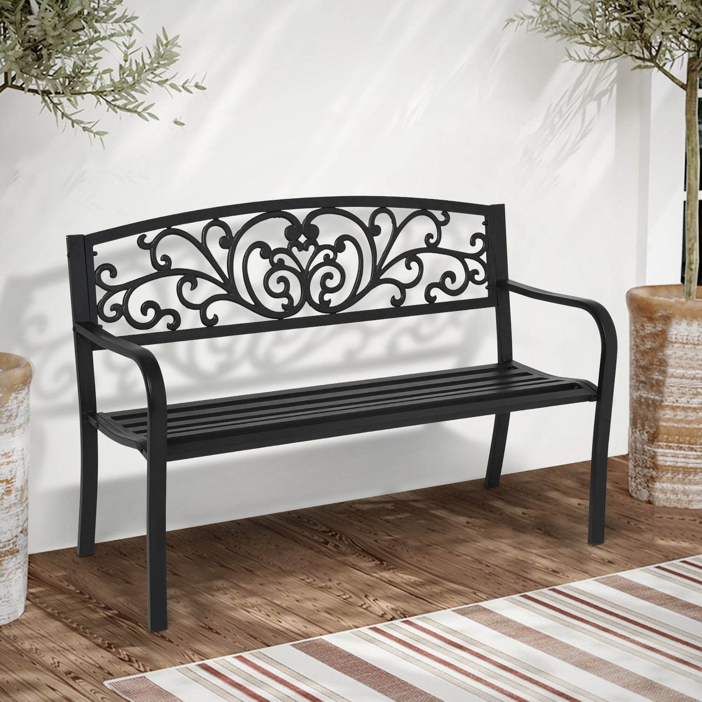 Iron Patio Garden Bench 50"x21"x34.5"