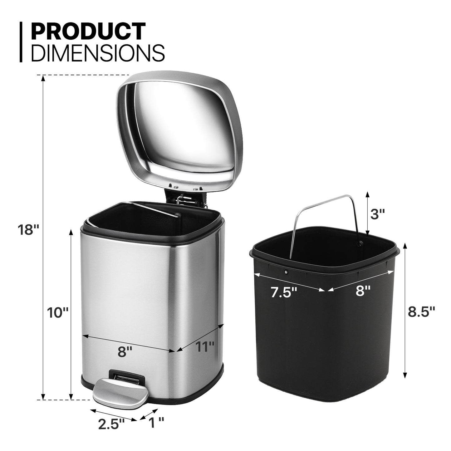 6L Step On Trash Bin