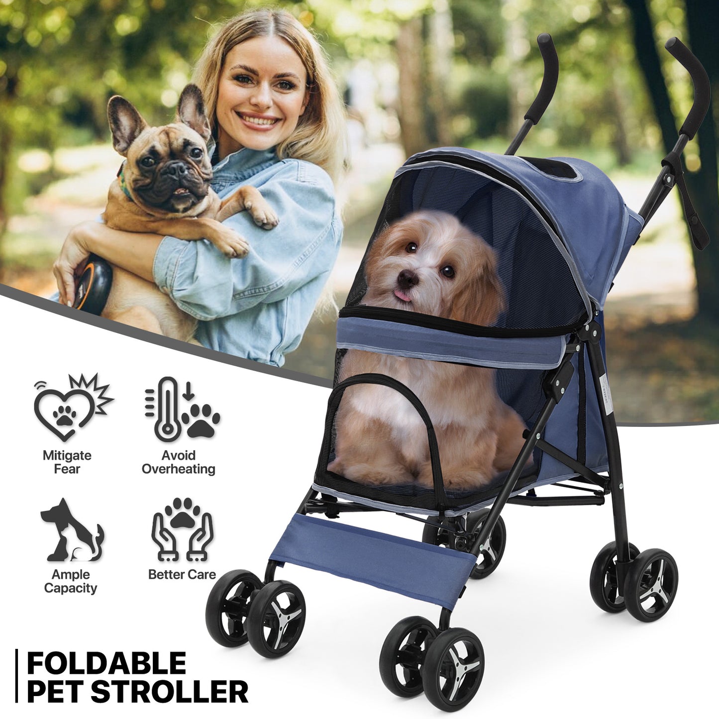 4 Wheels Pet Stroller - 26*18*37.5 inch
