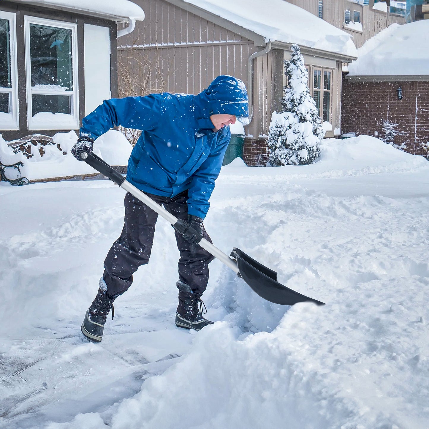 Snow Shovel - 2.3 to 3 FT Height - Black