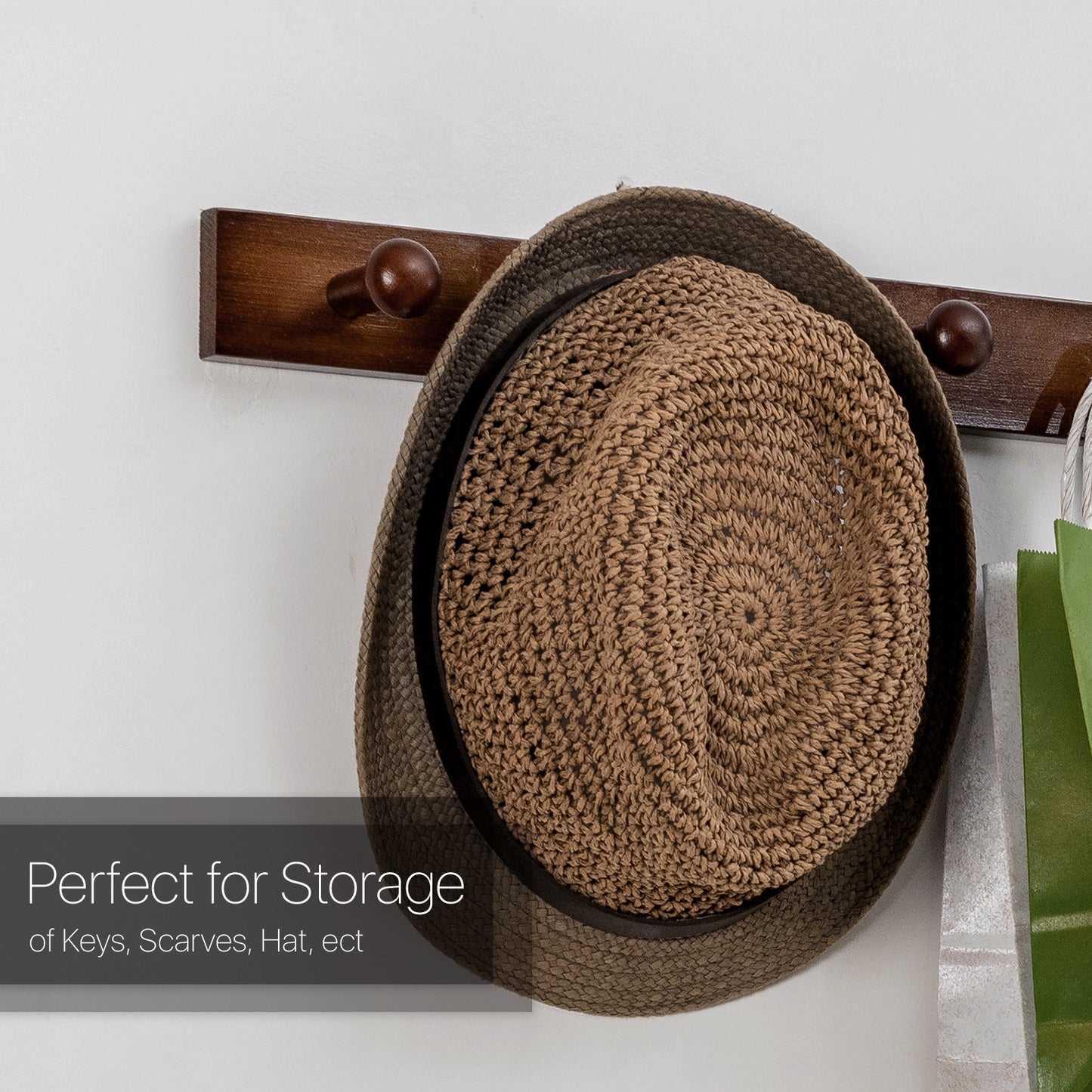 Wall Mounted Coat Hook - Brown